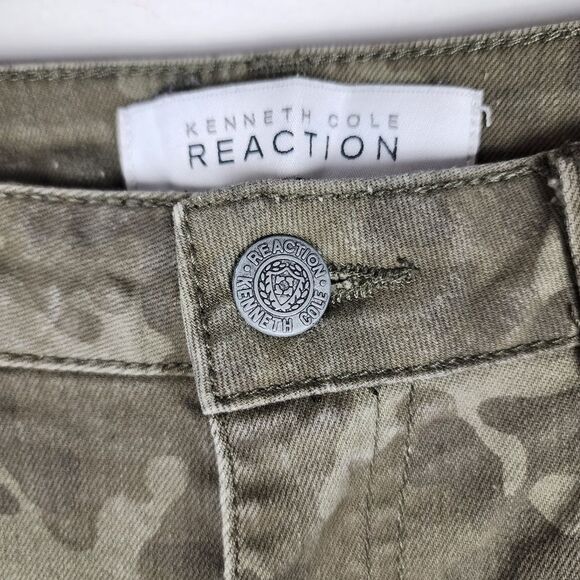 Kenneth Cole Reaction Camo Skinny Jeans Olive Green Army Green Size 27 - Picture 9 of 16